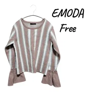 새상품급 EMODA 스트라이프 플레어 소매 니트 Free