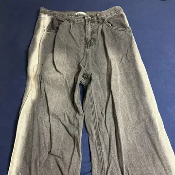그레이 와이드 레그 데님 팬츠