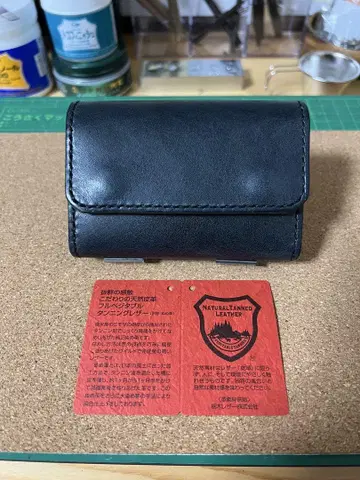 도치기 가죽 미니 지갑 (네이비) 핸드메이드