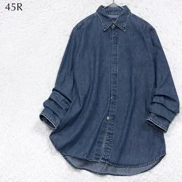 45R 인디고 염색 히요쿠 시타테 소프트 데님 셔츠 겉옷 고급