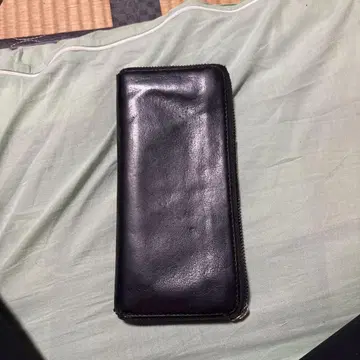 블랙 가죽 장지갑 전체 지퍼 포함