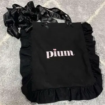 pium 로고 리본 토트백