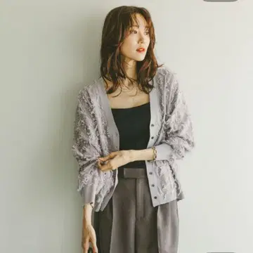 시어 프린지 가디건 글로벌 워크 미사용 새상품 새상품급