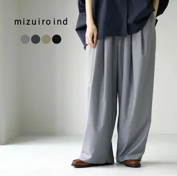 택 포함 새상품 mizuiro ind 와이드 턱 팬츠 다크 그레이