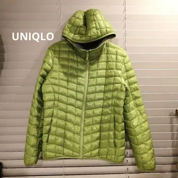유니클로/UNIQLO 라이트웜 패디드 후드티 다운 S 그린