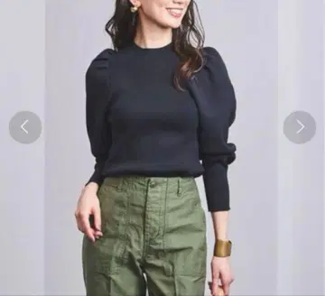 UNITED ARROWS 네이비 퍼프 슬리브 니트 네이비 프리 사이즈