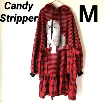 캔디스트리퍼 PUPPY HOODIE 원피스 빨간색 체크 M