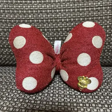 디즈니 미니 빨간색 라메 리본 도트 머리끈 헤어 클립 스쿨백