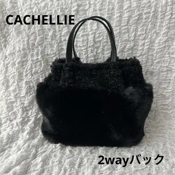 [ 미사용 ] CACHELLIE 블랙 퍼 2way 핸드 숄더 백