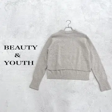 BEAUTY & YOUTH 베이지 크루넥 스웨터 울 100%