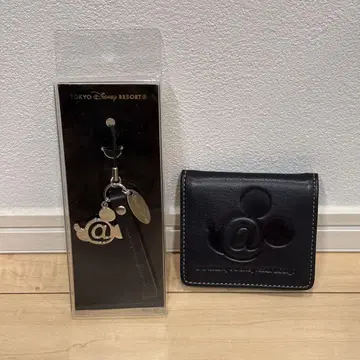 ( 22 ) 앳 마크 미키 소가죽 동전 지갑 & 스트랩