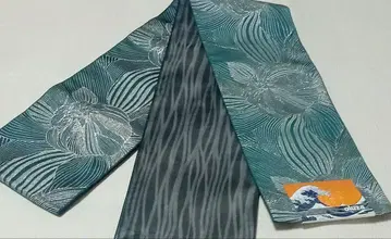 리버서블 오비 청록색과 블랙 스트라이프