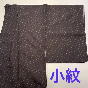 코몬 이중 기모노 진한 보라색 바탕 기하학 문양 폴리에스테르