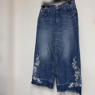 로리즈팜 와이드 팬츠 데님 꽃 자수 귀여운 꽃