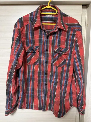 JELADO 플란넬 셔츠 빨간색 x 파랑 18 XL 젤라 구제 의류