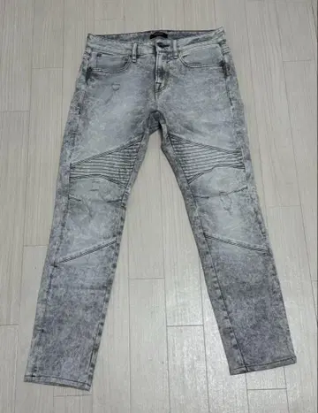 GUESS 그레이 스키니 청바지 데미지 가공