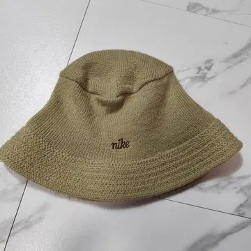 00's 빈티지 NIKE 원포인트 자수 니트 버킷햇 L/XL 와카쿠사색