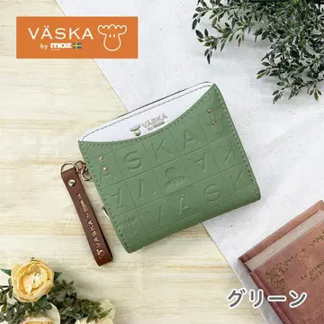 새상품 VASKA by moz 니콜 라운드 지퍼 접이식 지갑 그린