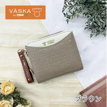 새상품 VASKA by moz 니콜 라운드 지퍼 접이식 지갑 브라운