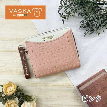 새상품 VASKA by moz 니콜 라운드 지퍼 접이식 지갑 핑크
