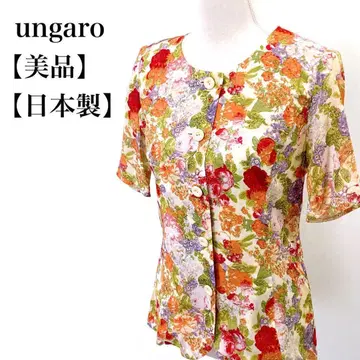 [ 새상품급 ] ungaro 일본제 꽃무늬 반팔 노카라 셔츠