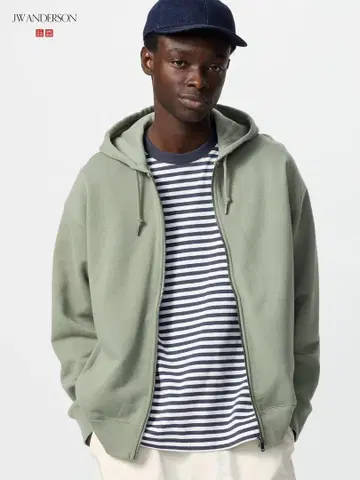 UNIQLO JW 앤더슨 맨투맨 오버 사이즈 풀 집업 후드티