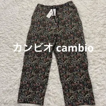 미사용 새상품 [ cambio ] 꽃무늬 와이드 스트레이트 팬츠