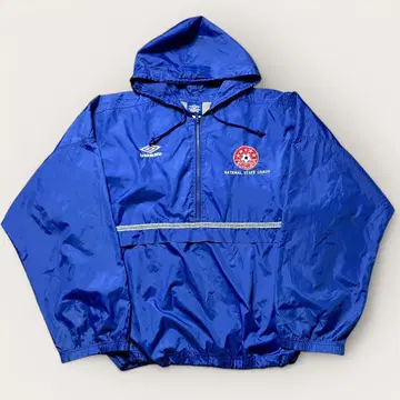 90s UMBRO 아노락 후드티 블루 축구 팀 로고 빈티지
