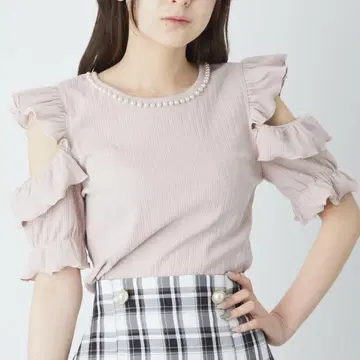 Ank Rouge 어깨 골지 TOPS
