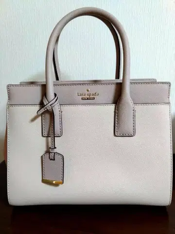 kate spade 핑크 베이지 가죽 토트백