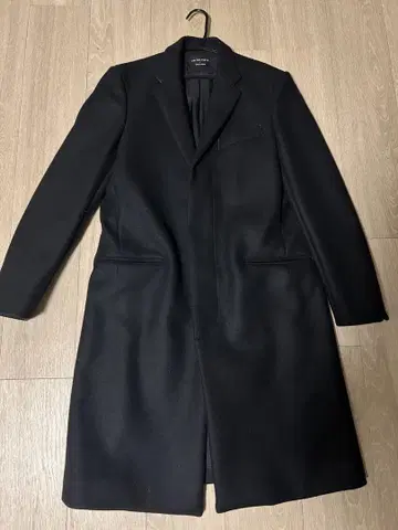 블랙 울 혼방 체스터 코트
