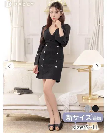 DAZZY 블랙 V넥 드레스 LL