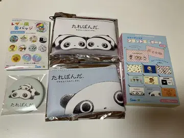 산엑스 트레이딩 플랫 미니 파우치 & 가죽풍 캔뱃지 타레판다