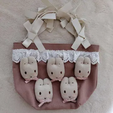 MerryJenny 마론 크림 ribbon 핸들 미니 토트백