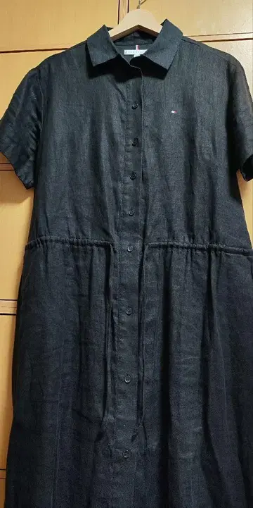 TOMMY HILFIGER 반팔 셔츠 원피스 블랙