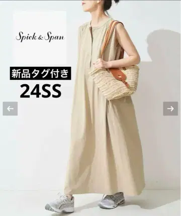 [택 포함 새상품] 24SS Spick&Span 개더 헨리넥 원피스