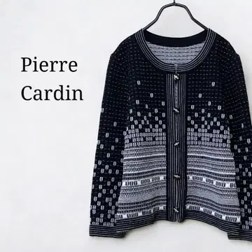 pierre cardin 피에르 가르뎅 니트 가디건 기하학 패턴 블랙