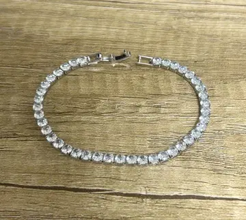 지르코니아 인공 실버 테니스 팔찌