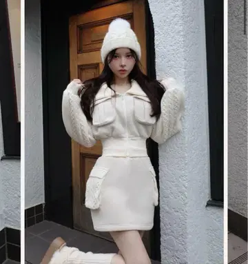 니트 콤비 맨투맨 셋업 Darich 다리치 아이보리 FL
