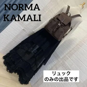 NORMA KAMALI 광택 브라운 백팩 나일론&가죽