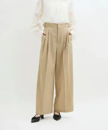 ADAM ET ROPE' FEMME 2턱 와이드 슬랙스 베이지