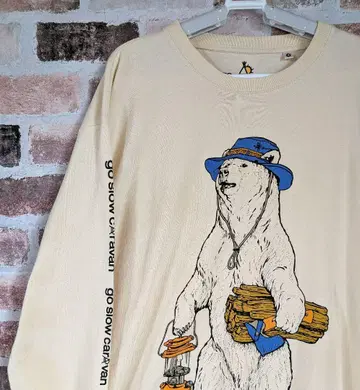 고슬로우 캐러밴 긴팔 T셔츠 사이즈 4 L~XL 베이지 곰