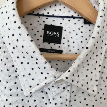 BOSS 슬림핏 도트 무늬 긴팔 셔츠 L 사이즈 남성용