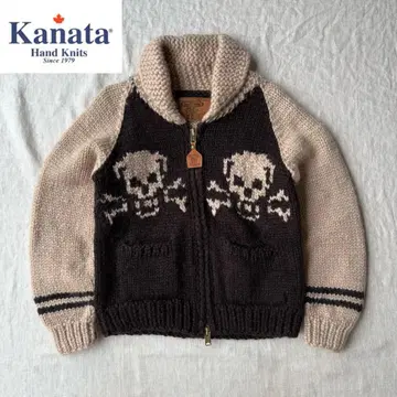 레어 KANATA 스컬 해골 본 카우친 니트 가디건