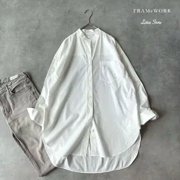 프레임워크 코튼 롱 셔츠 22AW 노카라