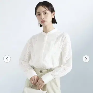 UNITED ARROWS 블라우스 스탠드 레이스 셔츠