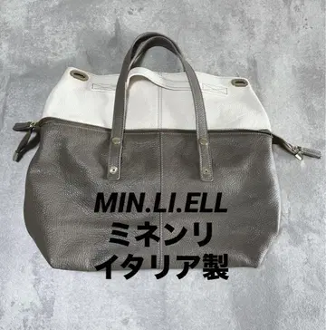 [ 새상품급 ] MIN.LI.ELL 이탈리아제 천연 가죽 토트백 바이컬러