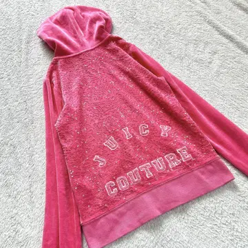 쥬시 꾸뛰르 벨로아 후드티 상의 핑크 M 스팽글