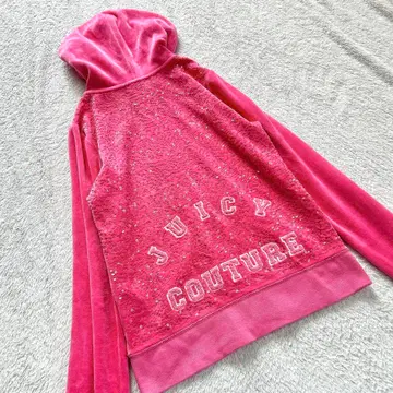 쥬시 꾸뛰르 벨로아 후드티 상의 핑크 M 스팽글