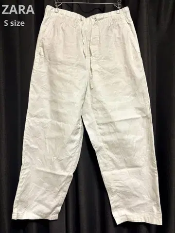 ZARA 남성용 화이트 와이드 팬츠 드로 코드 포함